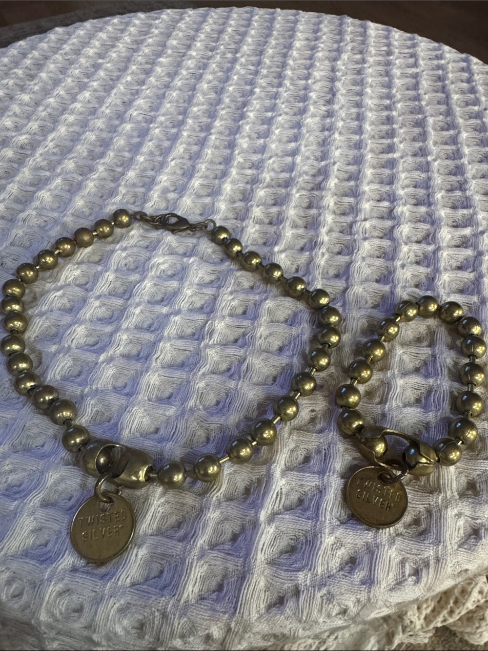Gold-Tone Beaded Necklace with Signature Disc